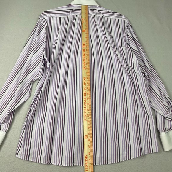 ALEXANDER JULIAN Colours Men's Purple Stripe French Cuff Dress Shirt USA Vintage - Picture 13 of 16